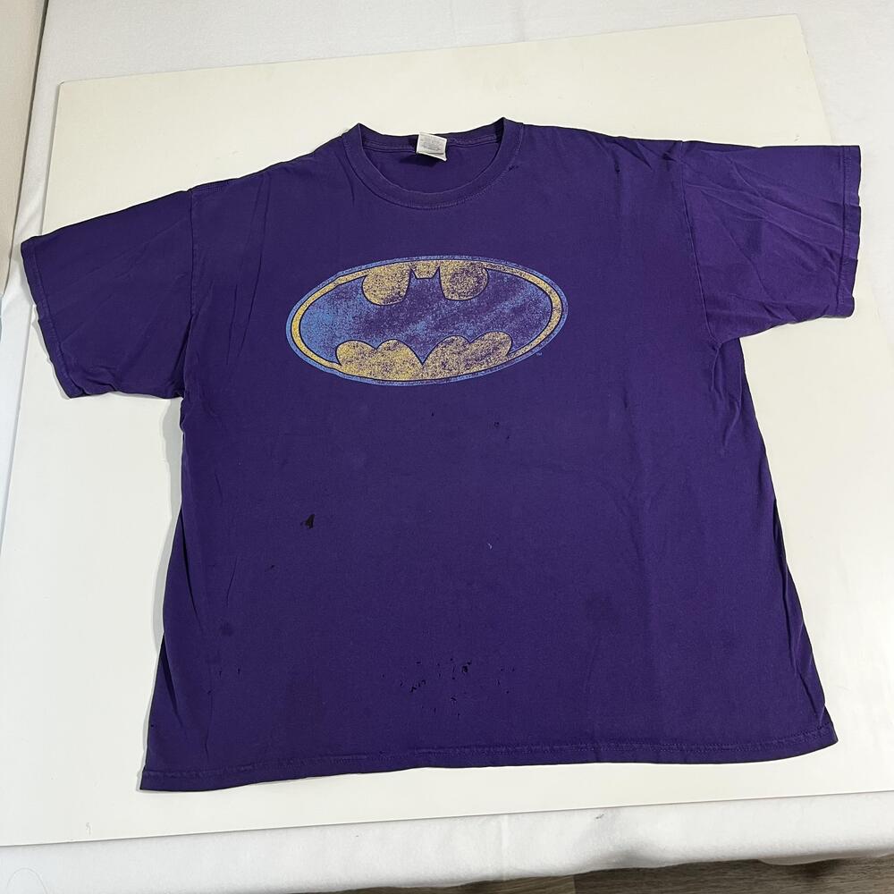 Batman Logo Shirt Mens XL Purple Thrasher Skater Y2k DC Comics Superhero Tee